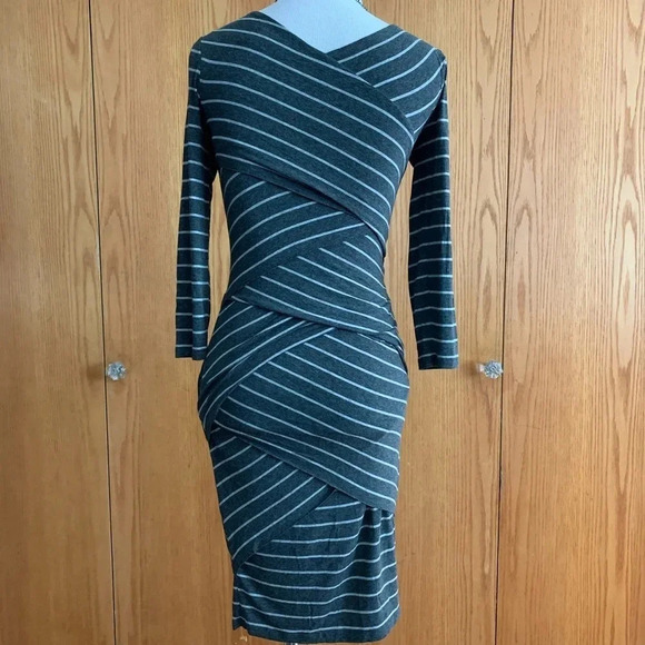Vince Camuto Striped Bandage Bodycon Dress Petite - Picture 3 of 11